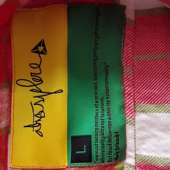 Atmosphere- Mens Red & White Flannel Shirt Button down Chest pockets Sz.Large - Picture 5 of 6